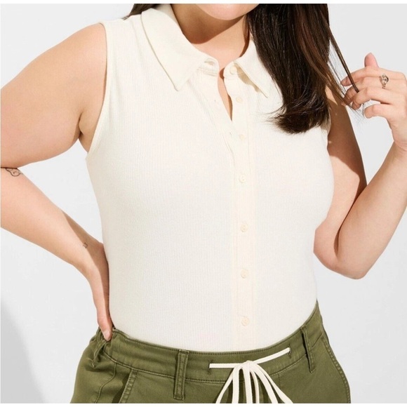torrid Tops - Torrid CreamSuper Soft Rib Sleeveless Top